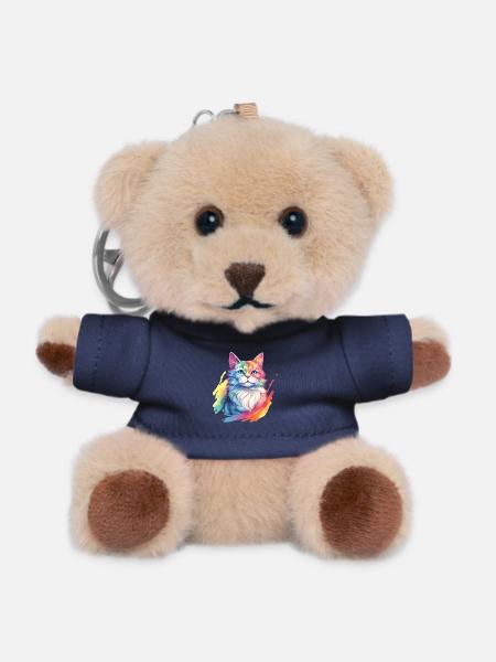 Rainbow Cat – Picturesque Rainbow Cat - Teddy Keyring - navy