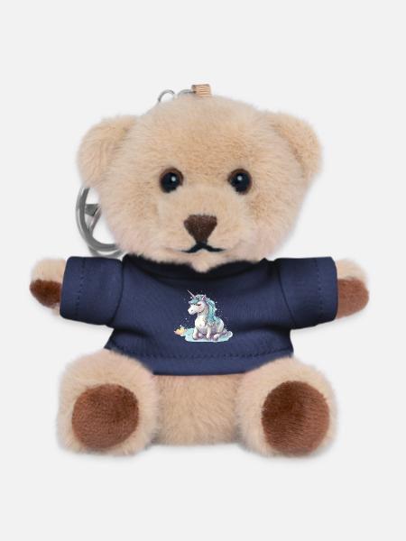 Reclining Unicorn - Teddy Keyring - navy