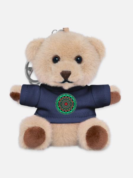 Mandala Neon Green & Red - Teddy Keyring - navy