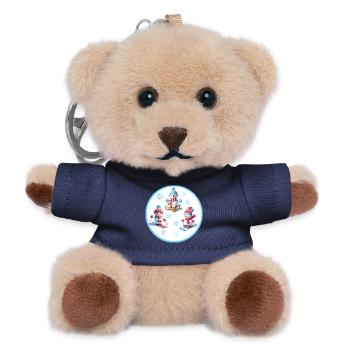 Winterfreuden Schneemänner Skispaß - Teddy Schlüsselanhänger - Navy - Vorne