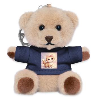 An adorable 💖 little ball of fur - Teddy Keyring - navy - Front