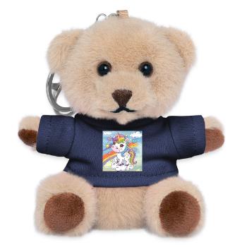 Rainbow Unicorn - Teddy Keyring - navy - Front
