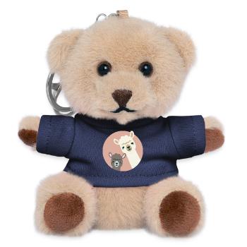 Two Curious Alpacas – Funny Animal Duo - Teddy Keyring - navy - Front