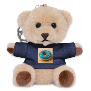 Donut mit Blauem Zuckerguss - Teddy Schlüsselanhänger - Navy - Vorne