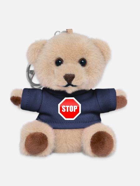 Red STOP Plate Graphic Print - Teddy Keyring - navy