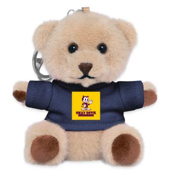 Okay Devil Mascot on Yellow - Teddy Keyring - navy - Front