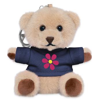 pinke Blume rot violette Blumen Blüte Flower Shirt - Teddy Schlüsselanhänger - Navy - Vorne