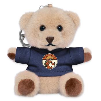 Sloth Hiking Retro Badge Motif - Teddy Keyring - navy - Front