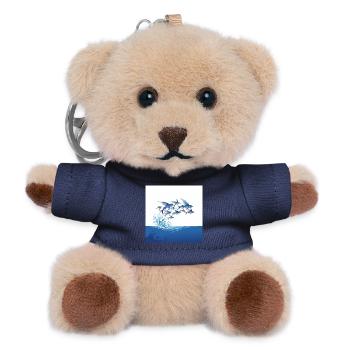 Flying Fish Jump Over Waves Sea Water - Teddy Keyring - navy - Front