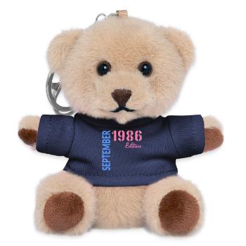September 1986 Birthday - Teddy Keyring - navy - Front