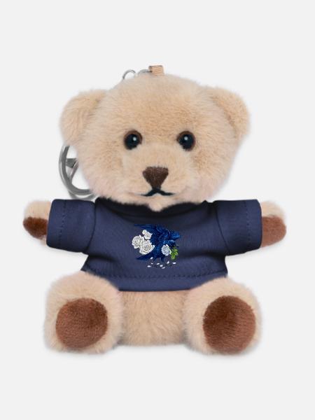 Blauer Rabe und Rosen - Teddy Schlüsselanhänger - Navy