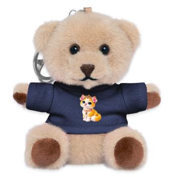 Prinzessin-Katze mit Blumenkranz - Teddy Schlüsselanhänger - Navy - Vorne