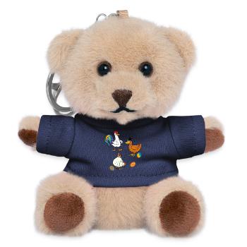 Hühner mit Ostereier - Teddy Schlüsselanhänger - Navy - Vorne