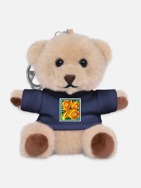 Orangenblüten im dekorativen Rahmen - Teddy Schlüsselanhänger - Navy
