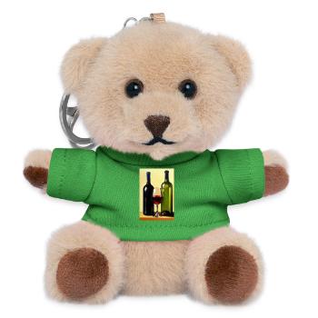 Wein Trinker - Teddy Schlüsselanhänger - Grün - Vorne