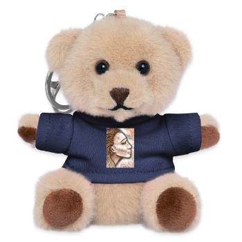 Abstrakte Porträtkunst mit Punktmuster - Teddy Schlüsselanhänger - Navy - Vorne