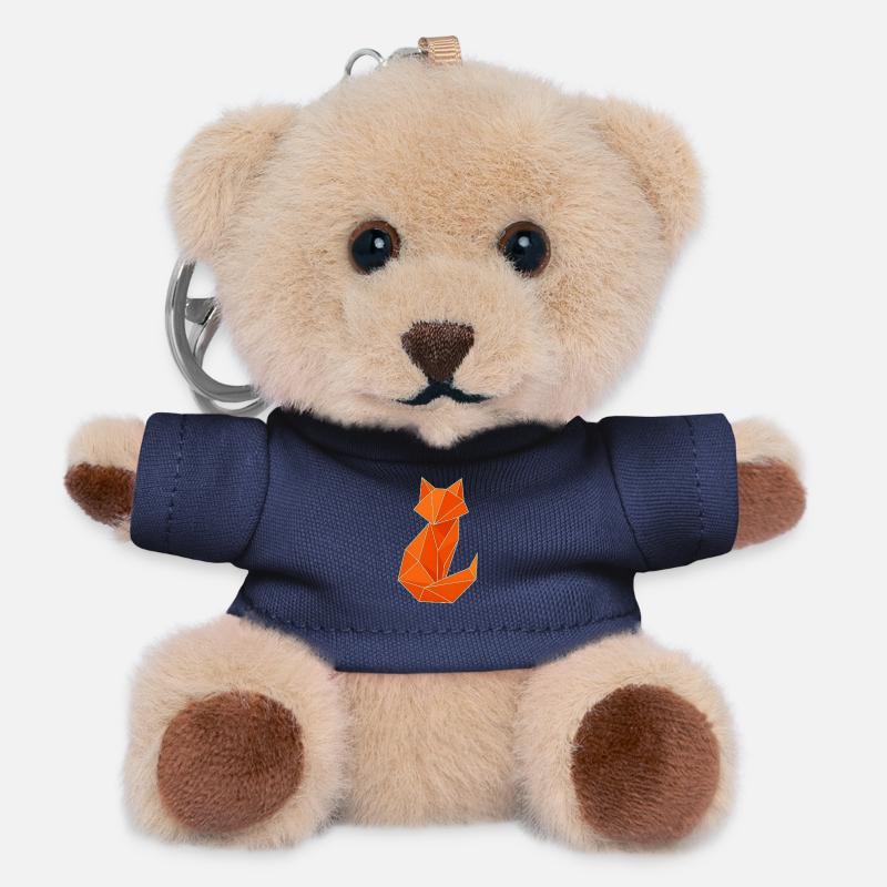Geometric Fox - Stylish Origami Design - Teddy Keyring - navy