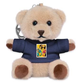 Goldfarbene Elefanten auf gelbem Hintergrund - Teddy Schlüsselanhänger - Navy - Vorne