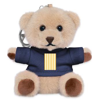 Streifen - gelb weiß personalisierbar - Teddy Schlüsselanhänger - Navy - Vorne