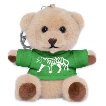 Stylized tiger with animal print - Teddy Keyring - green - Front