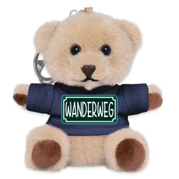 Wanderweg - Wandern Sprüche - Straßenschild - Teddy Schlüsselanhänger - Navy - Vorne