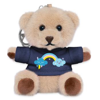 Kawaii Regenbogen süße blaue Wolken - Teddy Schlüsselanhänger - Navy - Vorne