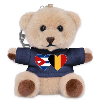 Cuba Belgium Flag Heart - Teddy Keyring - navy - Front