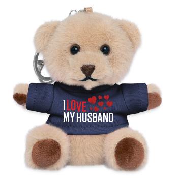 J'aime mon mari - Porte-clés ourson - marine - Devant