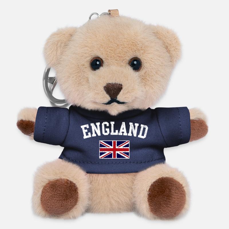 England Crest Union Jack - Teddy Keyring - navy