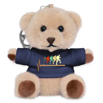 Retro Hiking Heartbeat Pulse Silhouette - Teddy Keyring - navy - Front