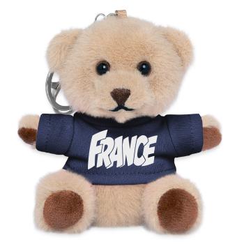 Frankreich, France Bold Comic Typography - Teddy Schlüsselanhänger - Navy - Vorne