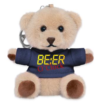 Beer o clock Funny Beer Saying Gift - Teddy Keyring - navy - Front