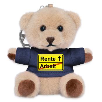 Ortsausgangsschild Arbeit Rente - Teddy Schlüsselanhänger - Navy - Vorne