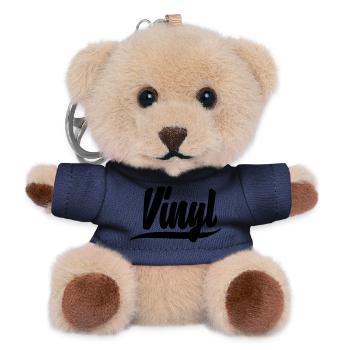 vinyl platte dj deejay musik party aufkleber patch - Teddy Schlüsselanhänger - Navy - Vorne