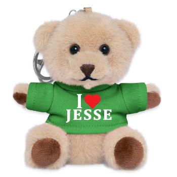 T-Shirt Name I love Jesse T-Shirt Geschenkidee - Teddy Schlüsselanhänger - Grün - Vorne