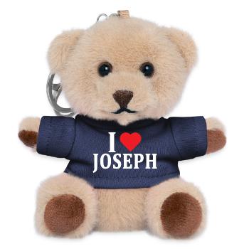 Name T-Shirt I love Joseph T-Shirt Geschenkidee - Teddy Schlüsselanhänger - Navy - Vorne