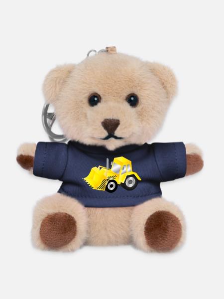 Strahlend gelber Bagger mit Power - Teddy Schlüsselanhänger - Navy