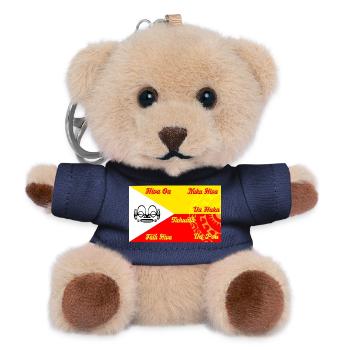 Drapeau marquisien - personnalisé  - Porte-clés ourson - marine - Devant
