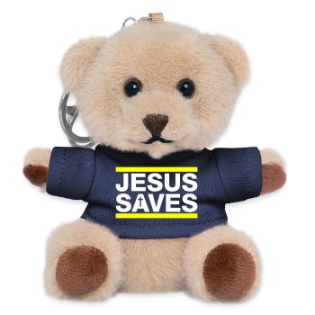 Jésus sauve Christian en disant - Porte-clés ourson - marine - Devant