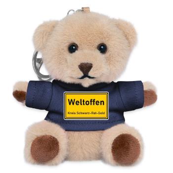 Ortsschild Weltoffen - Kreis Schwarz-Rot-Gold - Teddy Schlüsselanhänger - Navy - Vorne