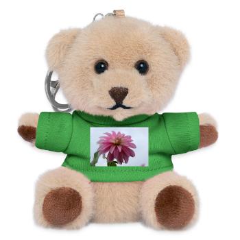 Dahlie pink rosa Blüte ,Blume - Teddy Schlüsselanhänger - Grün - Vorne
