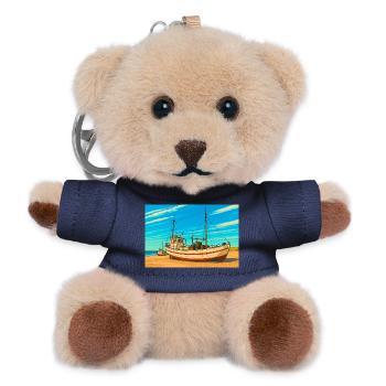 Kutter am Sletterstrand in Dänemark - Teddy Schlüsselanhänger - Navy - Vorne
