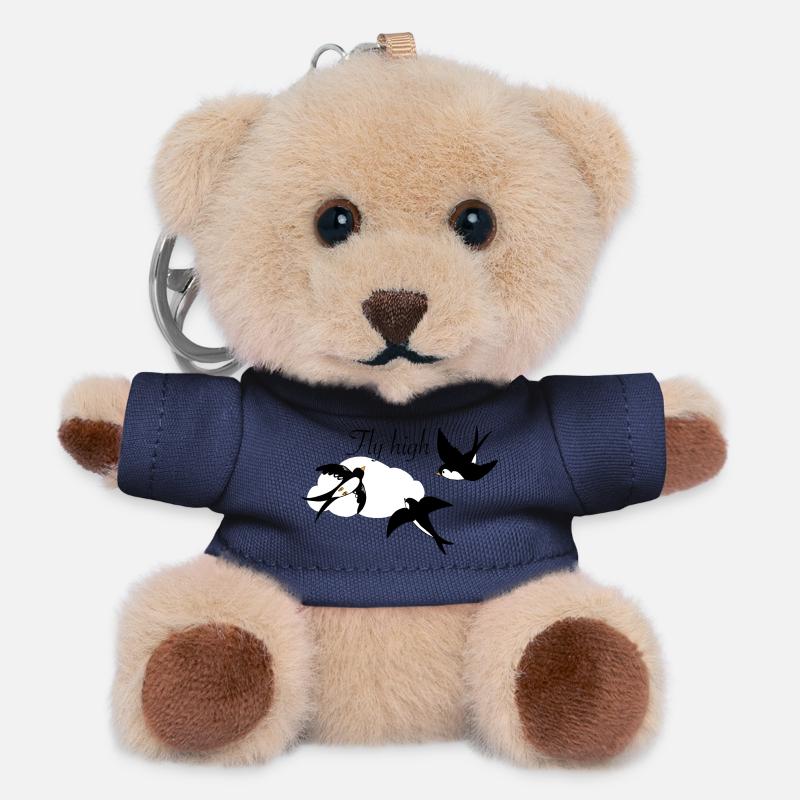 Stylish swallows in flight with cloud - Teddy Keyring - navy