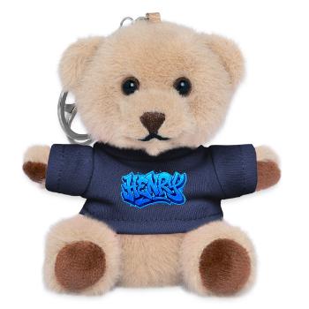 Graffiti HENRY Name Gift Ideal Printable On - Teddy Keyring - navy - Front