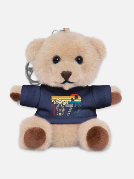 Vintage 70er Jahre Design mit Retro Palmen - Teddy Schlüsselanhänger - Navy