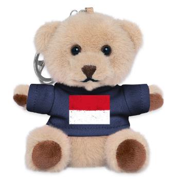 Drapeau de Monaco - Porte-clés ourson - marine - Devant