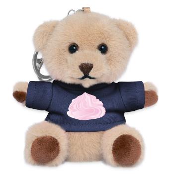 Illustration of a pink cream topping - Teddy Keyring - navy - Front