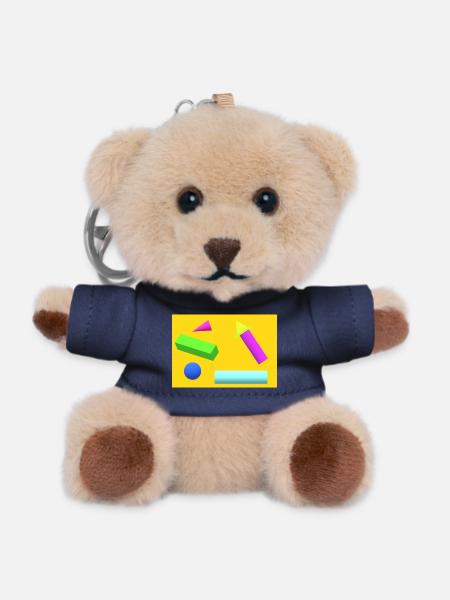 Vibrant Geometric Abstract Print - Teddy Keyring - navy