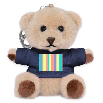 Pastel striped color mix - Teddy Keyring - navy - Front