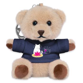 Cute Pottery Cats – lustiges Geschenk eines Keramikkünstlers - Teddy Schlüsselanhänger - Navy - Vorne